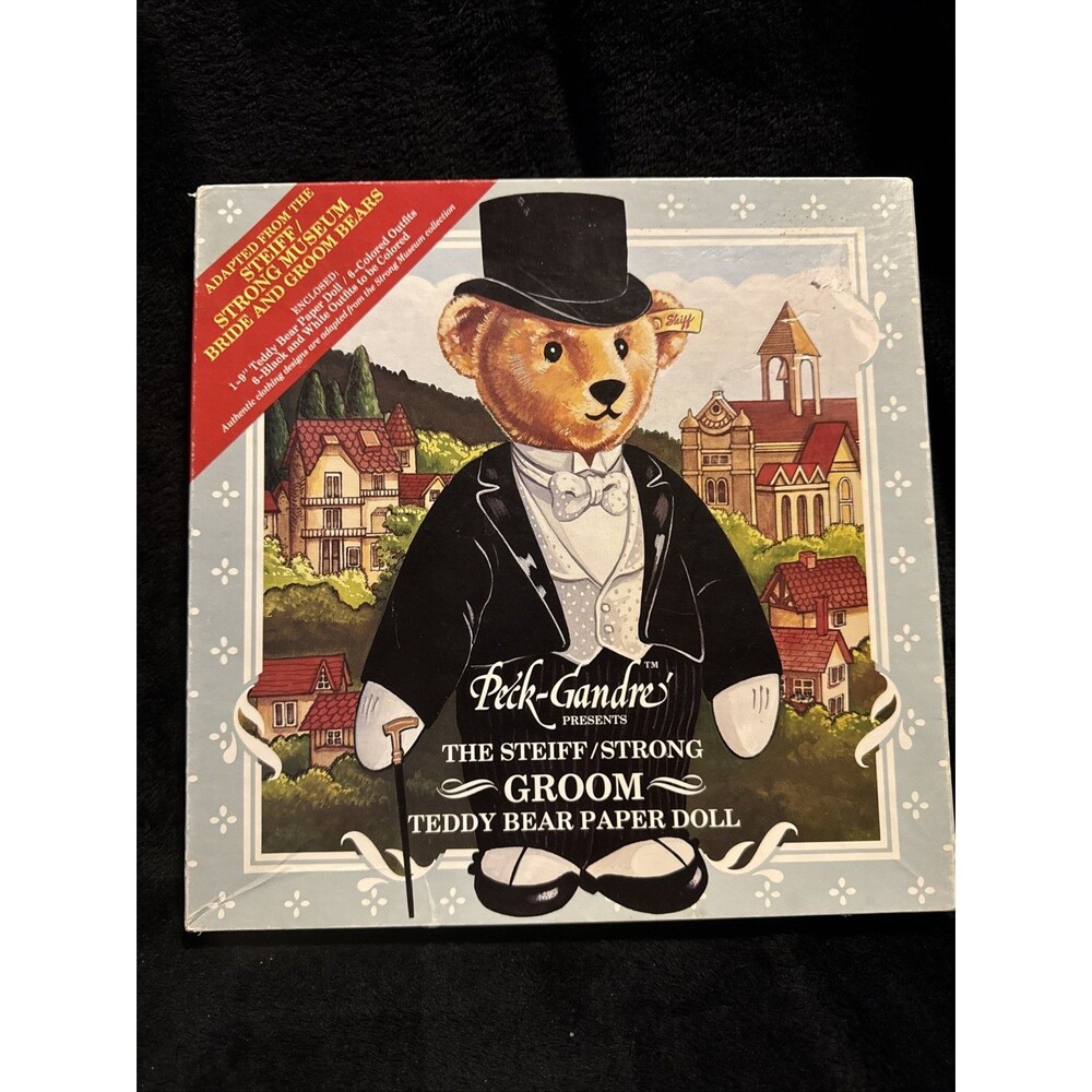 Vintage 1985 Peck-Gandre Steiff Strong Museum Groom Teddy Bear Paper Doll